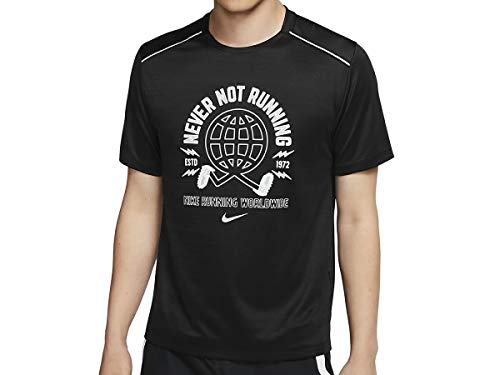 ナイキ メンズ 陸上 ランニング 半袖Tシャツ AS M NK MILER SS WILD RUN GX CJ5404 010 ： ブラック×ホワイト NIKE