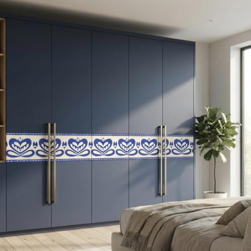 Image of Decorative Peel and Stick Wall Border Sticker 4 Inch x 4 Feet | Waterproof Self Adhesive PVC Wallpaper Border | Floral, Vintage & Traditional Designs | Wall Trim for Home Decor, VWB4