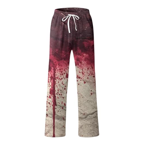 Halloween Costumes Adult,Halloween Print Beach Pant for Men Loose Fit Casual Summer Linen Style Pants4