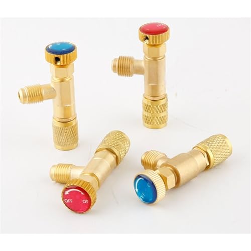 Adaptador de válvula de seguridad para refrigeración R410a y R22, tipo F, con conexión de manguera de carga macho/hembra de 1/4" y 5/16" miniatura 5