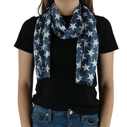 CTM Women's Patriotic Star Print Lightweight Scarf3