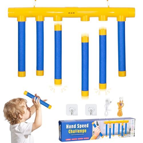 Reflex Challenge Game, Hand Eye Coordination Training Reaction Training Toy, 3 Adjustable Stick Catching Game for Playroom or Family Party Activities (Blue)