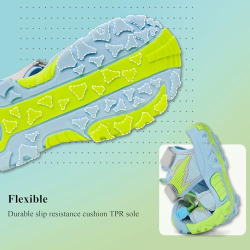 Image of JMFCHI Boys Girls Sports Sandals Summer Kids Closed Toe Outdoor Sandals Athletic Water Shoes Sandals Child Pool Beach Sandals Quick Drying Slip Resistant | Little /Big Kid,Comfortable lightweight,Non-slip soft sole,Hook-and-loop closure,Easy wear,Anti-collision toe,Daily casual