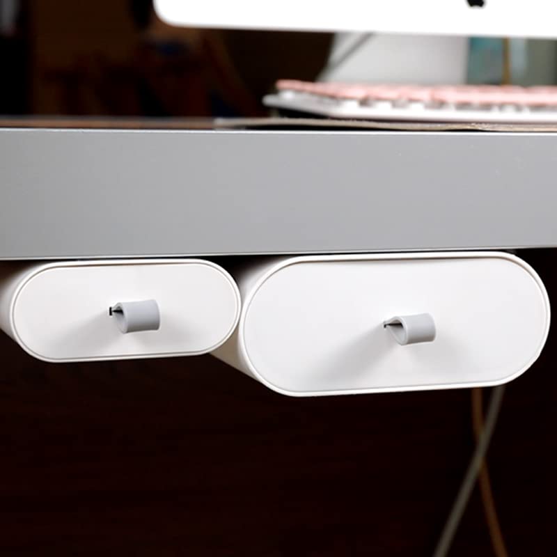 bakedbanana Hidden Self-Adhesive Under Desk Drawer/Storage Drawers Slide-out 2Pack (L+S) White Great for Office School Kitchen Home/Plastic Under desk Organizer (White,Small+Large)