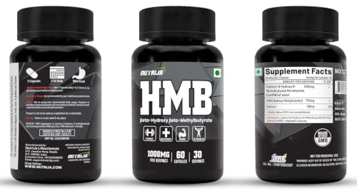 Image of NutriJa HMB 1000MG Capsules | CaHMB Beta-Hydroxy Beta-Methylbutyrate Supplement | Supports Muscle Maintenance, Workout Recovery & Strength Training Routine - 60 Capsules