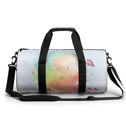 Sac de sport gym hérisson arc-en-ciel : duffel bag voyage et randonnée 45cm
