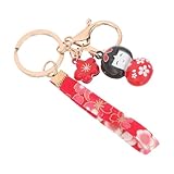 [iplusmile] 和風人形キーホルダー 桜鈴付き バッグチャーム 女子向けかわいいアクセサリー プレゼント用耐久デザイン