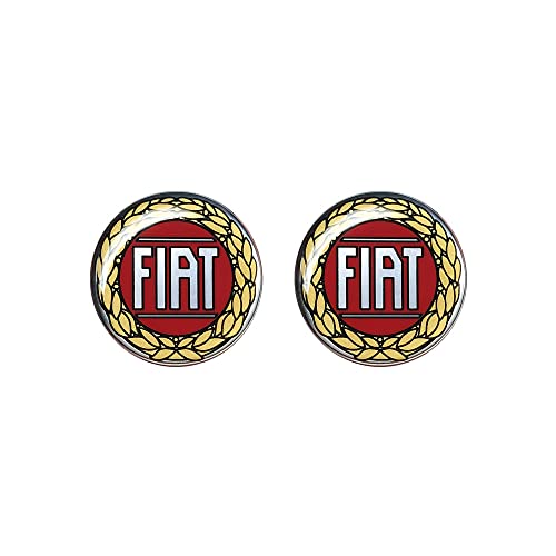 Fiat 21240 Pegatinas 3D Oficiales Logo Rojo Vintage, diámetro 12 mm, 2 Unidades