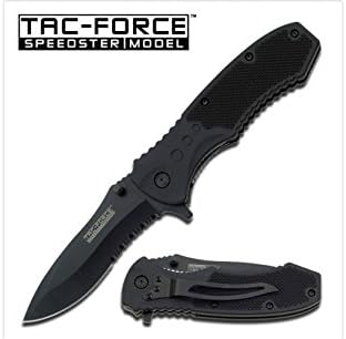 Miniatura 2 de TAC Force Cuchillo de bolsillo táctico negro de apertura asistida por resorte Hoja plegable Nuevo!