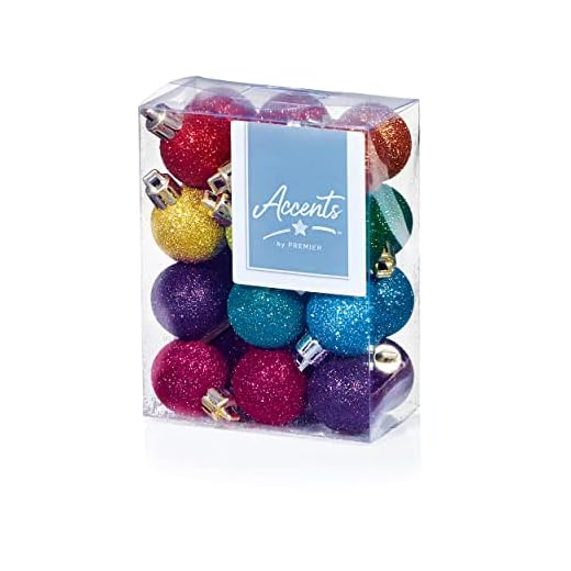 24 x 30mm Rainbow Glitter Ball Christmas Tree Baubles