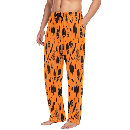 Qilmy Halloween Ghost Silhouettes Men's Cotton Pajama Pants, Lightweight Lounge Sleepwear with Drawstring and Pocket4