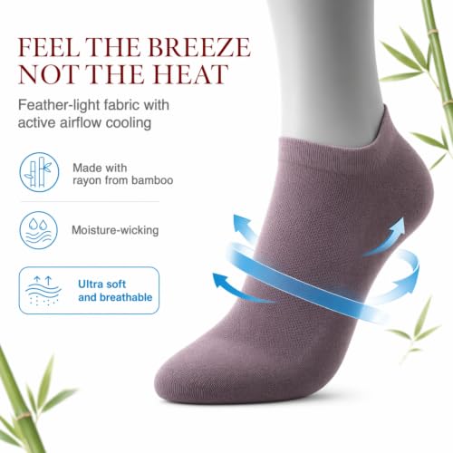 Image of BAMBOOVEN Ankle Socks for Women Thin Bamboo Rayon Low Cut Socks 3 /6 /8 /12 P