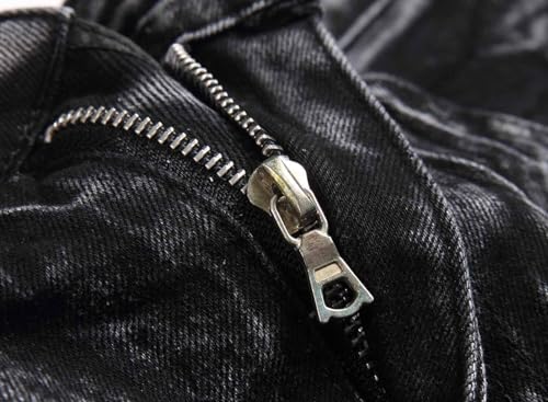 Men's Retro Style Straight Slim Fit Jeans Side Rivets Decoration Denim Jeans Punk Style Trousers4