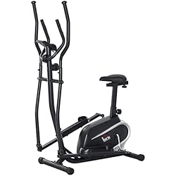 Bicicleta Eliptica Para Calle HOMCOM Bicicleta Elíptica con Resistencia Magnética Ajustable de 8 Niveles Bicicleta de Fitness con Sillín Regulable Pantalla LCD Pulsómetro y Soporte para Móvil para Casa Gimnasia 103x62x151 cm Negro