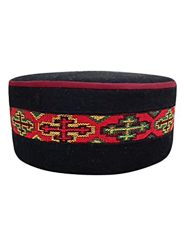Image of Vastraa Fusion Himachali Topi for Men | Nepali Headwear | Traditional Kullu Cap | Pahadi Topi | Kashmiri Hat | Wool Handcrafted Ethnic Wear