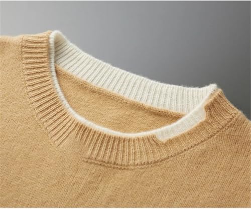 Men Solid Wool Pullovers O-Neck Splicing Leisure Thick Sweater Loose Warm Tops Winter4