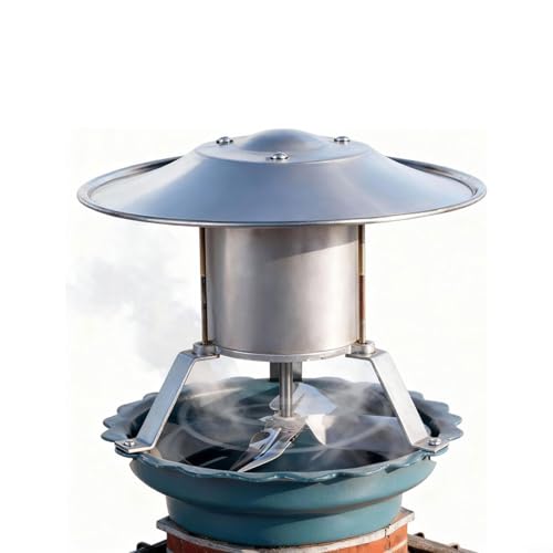 Hoppipola Ventilatore per canna fumaria in acciaio inox, silenzioso, per stufe a legna, stufa, forno, caldaia, ventilazione, efficace rimozione del fumo, argento
