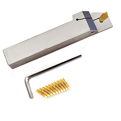 Oscarbide 3/4" Indexable Lathe Grooving Parting Holder Heavy Duty Nickel Plated Qa12R-30 Right -Hand Cut Off Tool With 10 Pieces Carbide Inserts Gtn-3(Qc1403) #TOP6