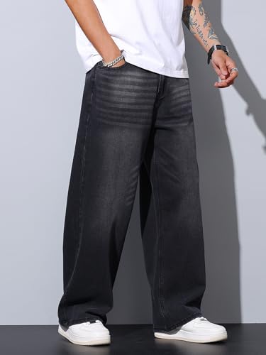 Mens Wide Leg Baggy Jeans Y2k Casual Fashion Loose Denim Pants Work Office Streetwear3