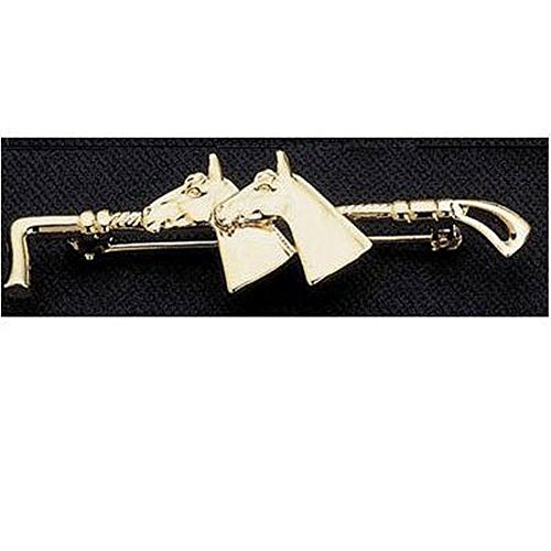 Exselle Large Horse Heads on Crop Stock Gold Plate Pin