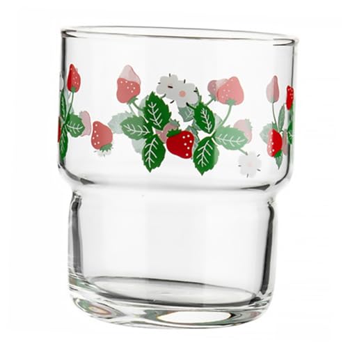 NUOLUX 1個 ストロベリーグラス コーヒー ビーカー コーヒービーカー ホットティータンブラー バスルームカップ ドリンクカップ 多目的 家庭用ガラスコップ いちごのグラス