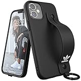アディダス iPhone12Miniケース ハンドストラップケース ブラック FW20 デザイン [adidas iPhone 12 Mini カバー black Handstrap]