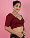 FIGURE'S DESIGNER Women's Dupion Raw Silk Half Elbow Sleeves Sweetheart V Neck Sabyasachi Cut Readymade Saree Blouse Padded Stitched Lining Designer Indian Festive Blouse S10 (Maroon, 46)