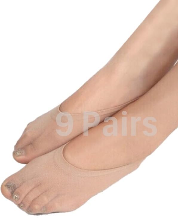 9 Pairs Women's Footsie Sheer Socks - No show liner - 20D invisible belly socks