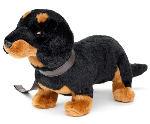 Uni-Toys - Dackel, stehend (mit Leine) - 28 cm (Länge) - Plüsch-Hund, Haustier - Plüschtier, Kuscheltier