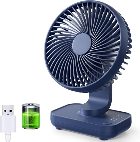 Rylan USB Desk Fan, 4000mAh Rechargeable Battery Operated, Table Fan 4 Speeds, 5inch Mini Portable Fan, with Strong Airflow Quiet Operation, Electricity Display, Easy to Disassemble, Desktop Fan(Blue) (B0DDPF4MYP) Amazon Price History, Amazon Price Tracker