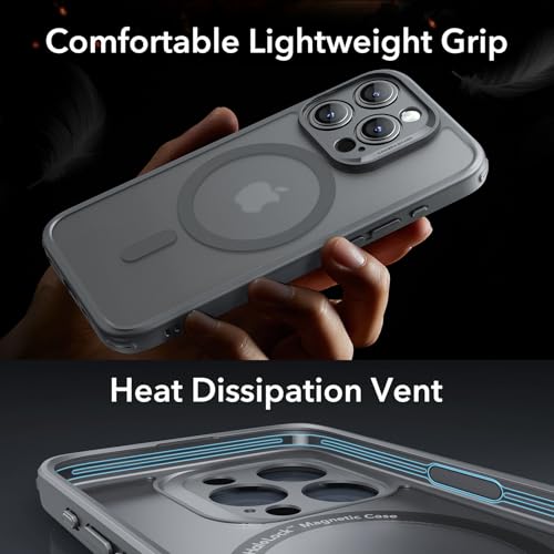 Image of ESR TPU for iPhone 15 Pro Max Case(5 in 1) Set,Translucent Matte Case with Screen Protector&Camera Lens Protectors,Compatible with Magsafe,Military-Grade Protection,Classic Series,Frosted Gray