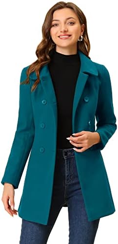 Allegra K Women's Peter Pan Collar Double Breasted Winter Trench Pea Coat