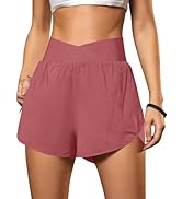 Blooming Jelly Women's Workout Shorts Athletic Running Shorts Crossover High Waisted Gym Shorts w...