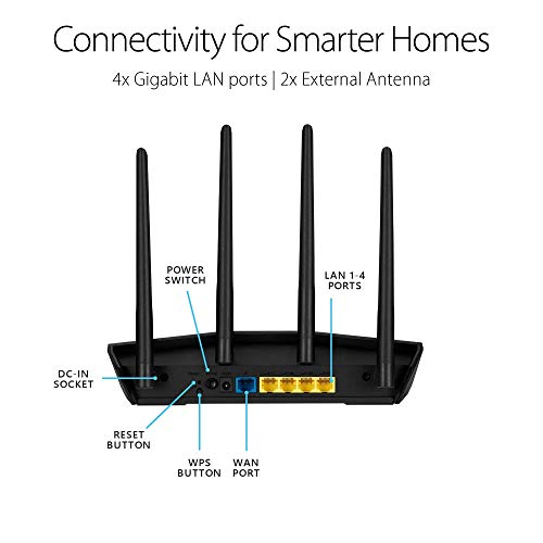 Image of ASUS RT-AX55 AX1800 Dual Band WiFi 6 Gigabit Router, 802.11ax, Lifetime Internet Security, Parental Control, Mesh WiFi Support, MU-MIMO, OFDMA, 4 Gigabit LAN Ports, Beamforming (Renewed)