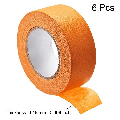 Image of uxcell 6Pcs 25mm 1 inch Wide 20m 21 Yards Masking Tape Painters Tape Rolls Orange
