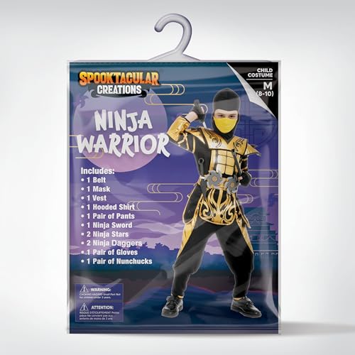 Spooktacular Creations Red Ninja Costume for Boys, Child Red Ninja Costume with Accessories for Kids Halloween Themed Parties