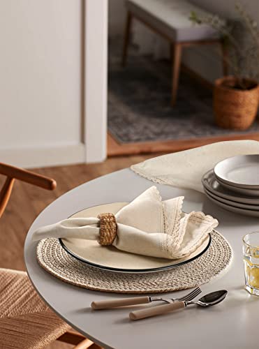 The Beer Valley 97000 Cloth Dinner Napkins In Cotton Flax Fabric With Lace & Tailored Mitered Corner -20X20 Inch Set Of 12,Wedding Napkins, Baby Shower Napkins, Cocktails Napkins,Fabric Napkins,Machines Washable Napkins thumb #2