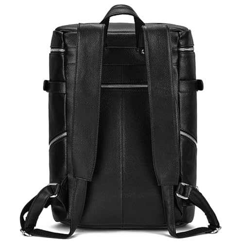 Mens Backpack Men's Backpack Leather Shoulder Bag Casual Outdoor for Camping Outdoor Sport,Noir-41x29x16cm3
