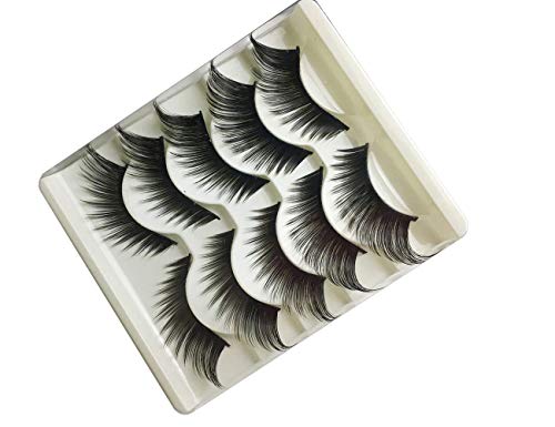 Manquanxun 3D Fake Eyelashes Makeup Hand-made Dramatic Thick Crisscross Deluxe False Lashes Black Nature Fluffy Long Soft Reusable 5 Pair Pack