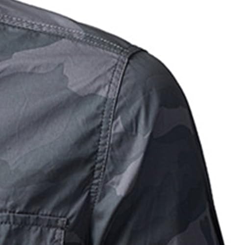 Shirts for Men Long Sleeve Button Shirts Camo Washed Military Shirt Camping Fishing Outdoor Tops with Pockets4