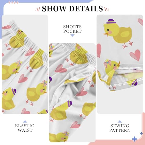 Chicken Love Heart Boys Long Pants Soft Trousers Elastic Waist Kids Lounge Bottoms with Pockets S-XL4