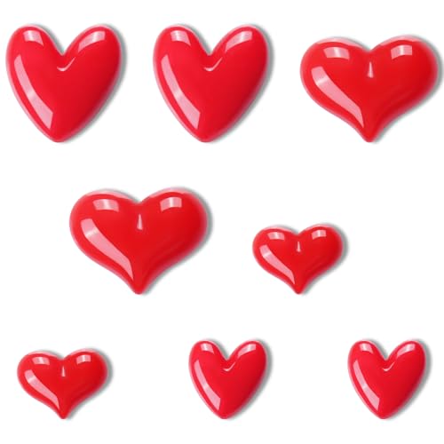 Imanes decorativos corazón rojo x8 para refrigerador miniatura 1