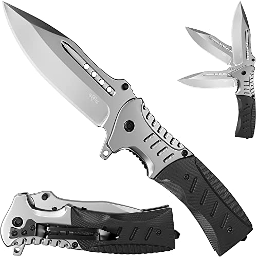 Pocket Knife Spring Assisted Folding Knives - Military EDC USMC Tactical Jack Knifes - Best Camping Hunting Fishing Hiking Survival Knofe - Travel Accessories Gear Boy Scout Knife Gifts for Men 0208