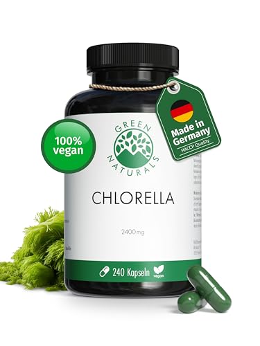 Chlorella Algen Kapseln - Hochdosiert: 2400mg - 240 Kapseln mit hochdosiertem Chlorella Pulver - Vegan, Glutenfrei & ohne Zusätze - 2 Monate Vorrat - Green Naturals® Chlorella Algen Kapseln - Hochdosiert: 2400mg - 240 Kapseln mit hochdosiertem Chlorella Pulver - Vegan, Glutenfrei & ohne Zusätze - 2 Monate Vorrat - Green Naturals®