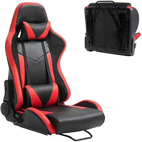Marada Racing Seat with Double Lock Slip for Racing Wheel Simulator Stand Cockpit, Adjustable Cloth Red with Installed Parts Cover
