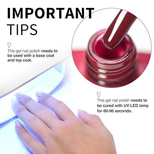 Image of CANNI 9ml Jelly Dark Red Gel Nail Polish, High Gloss UV LED Soak Off Gel