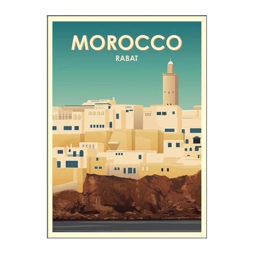 Pósteres De Paisajes De Viaje De Marruecos, Obras De Arte, Pintura En Lienzo, Impresión Retro, Imágenes Artísticas De Pared Para La Decoración Del Hogar De La Sala De Estar 30X40Cm Sin Marco