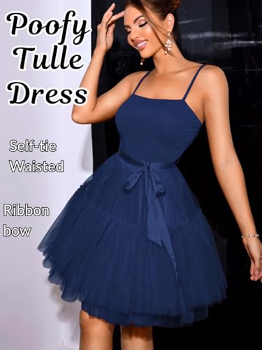 Kaei&Shi Poofy Short Tulle Dress,Spaghetti Strap Semi Formal Dresses for Women,Elegant Birthday Outfit Homecoming Cocktail2