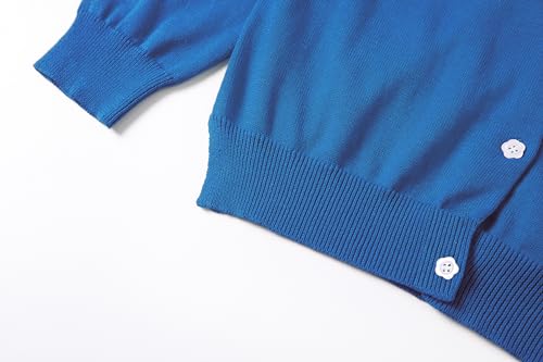 Image of Girls' Cardigan Sweater [Cute Petal Buttons] Cotton Long Sleeve Crewneck Uniform Sweater for 5-14 Years Girls