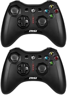 MSI Force GC30 V2 2-Pack Edition Wireless Gaming Controllers, Dual Vibration Motors, Dual Connection Modes, Interchangable D-Pads, Compatible with PC & Android, Black